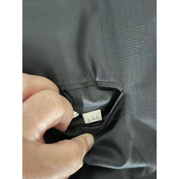 Vintage Foreman & Clark Men's Dark Gray Plaid Suit Jacket 44L with Pants 39L - Picture 10 of 16